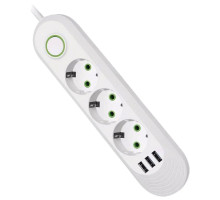 Мережевий фільтр живлення Voltronic F03U, 3роз EU, 3*USB White (F03U-White)