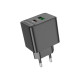Зарядний пристрій BOROFONE BAS14A Erudite 1xUSB-C PD20W + 1xUSB QC3.0 Black (6941991104947)