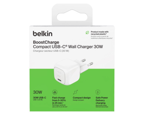 Зарядний пристрій Belkin USB-C PD30W PPS white (WCA008KQWH)