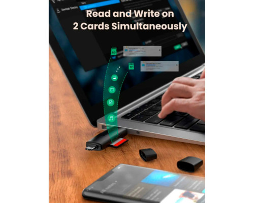 Зчитувач флеш-карт Ugreen USB-C + USB to TF/SD 3.0 CM304 black (80191)