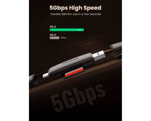 Зчитувач флеш-карт Ugreen USB-C + USB to TF/SD 3.0 CM304 black (80191)