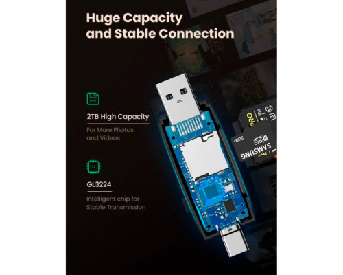 Зчитувач флеш-карт Ugreen USB-C + USB to TF/SD 3.0 CM304 black (80191)