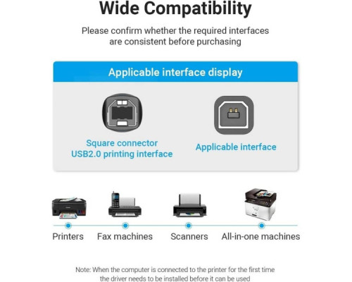 Кабель для принтера USB 2.0 AM/BM 5.0m black Vention (COQBJ)