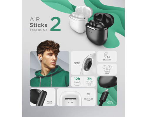 Навушники Ergo BS-740 Sticks Nano 2 White (BS-740W)