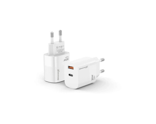 Зарядний пристрій Grand-X GaN 1xUSB-C + 1xUSB QC3.0 36W white (CH-360W)