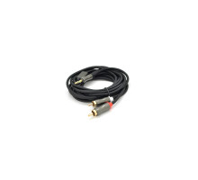 Кабель мультимедійний 3.5mm M to 2xRCA M 5.0m black VEGGIEG (YT-AR2-5)