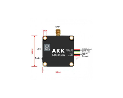Відеопередавач (VTX) AKK Ultra Long Range 8W 4.9G-6G 96CH (TX8000AC)