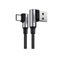Дата кабель USB 2.0 AM to USB-C 0.5m 3A 90° corner US176 black Ugreen (20855)