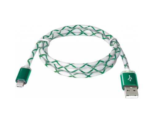 Дата кабель USB 2.0 AM to Micro 5P 1.0m GreenLED backlight Defender (87557)