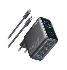 Зарядний пристрій Anker Laptop GaN 140W 3xUSB-C PD3.1 + USB-A + display + cable Black (B2697GZ1)