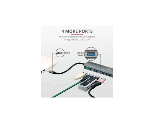 Концентратор Halyx Type-C to 4-Port USB-A 3.2 Grey Trust (24948_TRUST) Концентратор Halyx Type-C to 4-Port USB-A 3.2 Grey Trust (24948_TRUST)