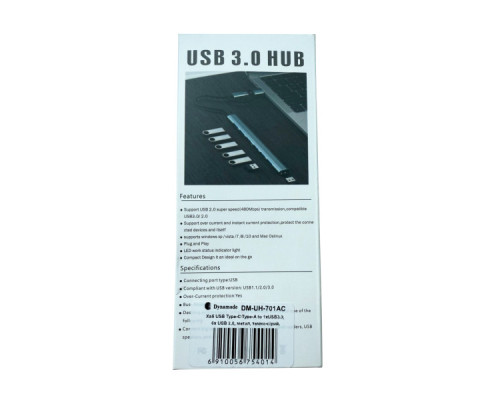 Концентратор Dynamode USB-C + UAB-A to 1xUSB 3.0 + 6xUSB 2.0 gray (DM-UH-701AC)