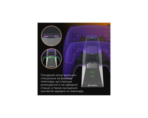 Зарядний пристрій GamePro CHS420B Для геймпадів DualSense PS5 Black (CHS420B)
