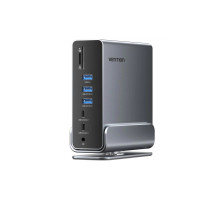Концентратор Vention USB-C 15-in-1 2xHDMI + DisplayPort + RJ45 + SD/TF + 3.5mm gray (TPUH0)