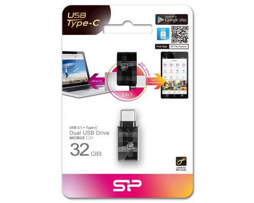 USB флеш накопичувач Silicon Power 32GB Mobile C31 USB 3.1 / USB Type-C (SP032GBUC3C31V1K)