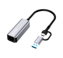 Адаптер USB-C + USB A to RJ45 Ethernet 1000Mbps ColorWay (CW-AD-CRG)