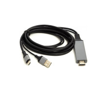 Кабель мультимедійний HDMI (M) to USB (AM) / Type-C (M) 1.0m PowerPlant (CA912025)