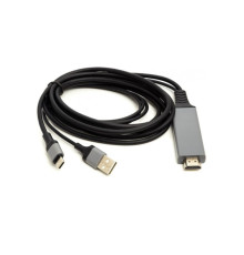 Кабель мультимедійний HDMI (M) to USB (AM) / Type-C (M) 1.0m PowerPlant (CA912025)