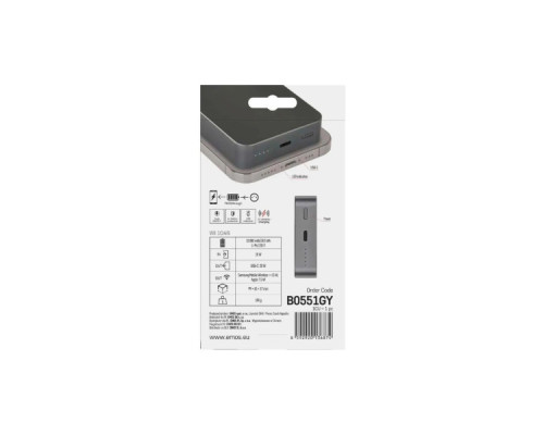 Батарея універсальна EMOS 10000mAh WI1046, 20W, Wireless, grey (B0551GY)