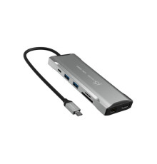 Концентратор J5create USB-C 9-in-1 2xUSB 3.2 + 2xUSB-C PD + 2xHDMI 4K + DisplayPort + SD/TF + RJ45 1000Mbps gray (JCD397-N)
