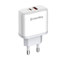 Зарядний пристрій ColorWay GaN Mini 25W PD Port PPS USB-C white (CW-CHS052PD-WT)