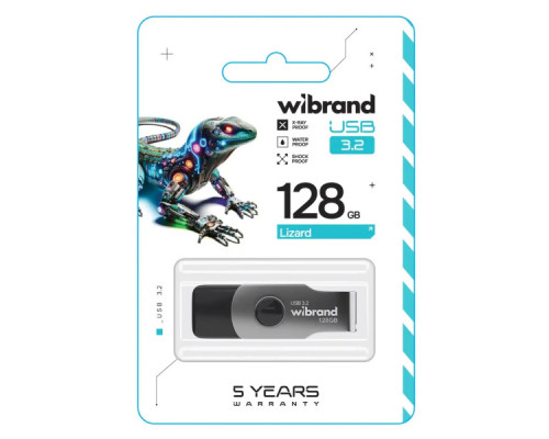 USB флеш накопичувач Wibrand 128GB Lizard Black USB 3.2 Gen 1 (USB 3.0) (WI3.2/LI128P9B)