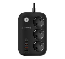 Мережевий фільтр живлення ColorWay CW-CHE34PDB 3 роз/4USB GaN3 Pro (CW-CHE34PDB)