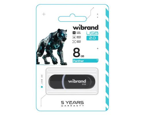 USB флеш накопичувач Wibrand 8GB Panther Black USB 2.0 (WI2.0/PA8P2B)