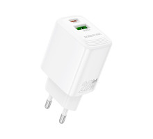 Зарядний пристрій BOROFONE BN27 Fuente 1xUSB-C PD20W + 1xUSB QC3.0 White (6941991120268)