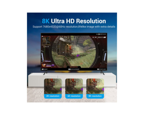 Кабель мультимедійний DisplayPort M to DisplayPort M 2.0m 8K60Hz black Vention (HCCBH)