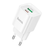 Зарядний пристрій HOCO C147A Charm 1xUSB-C PD20W + 1xUSB QC3.0 White (6942007630276)