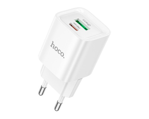 Зарядний пристрій HOCO C147A Charm 1xUSB-C PD20W + 1xUSB QC3.0 White (6942007630276)
