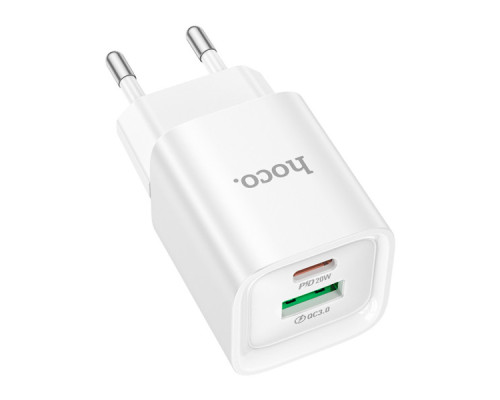 Зарядний пристрій HOCO C147A Charm 1xUSB-C PD20W + 1xUSB QC3.0 White (6942007630276)