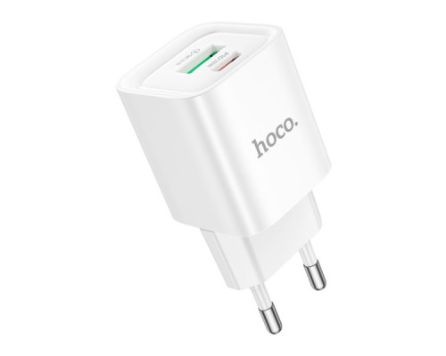 Зарядний пристрій HOCO C147A Charm 1xUSB-C PD20W + 1xUSB QC3.0 White (6942007630276)