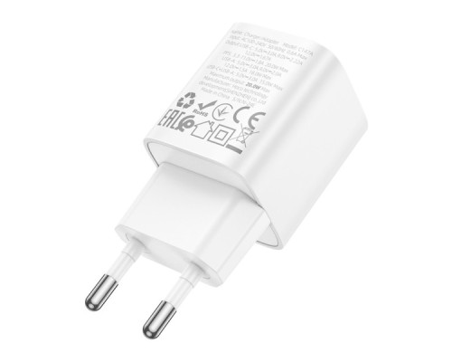Зарядний пристрій HOCO C147A Charm 1xUSB-C PD20W + 1xUSB QC3.0 White (6942007630276)