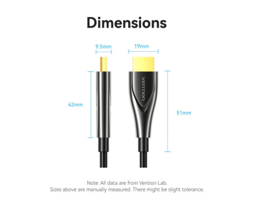 Кабель мультимедійний HDMI M to HDMI M 50.0m 4K fiber optic black Vention (ALSBX)
