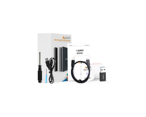 Кишеня зовнішня Maiwo 2*HDD 2.5" SATA/SSD up to 9.5mm USB3.1 GEN2 Type-C, RAID 0,1 (K25272C)
