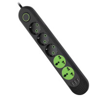 Мережевий фільтр живлення Voltronic F02U, 3роз EU + 2роз Universal, 3*USB Black (F02U-Black)