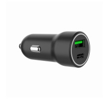 Зарядний пристрій Gembird 1xUSB-A (18W QC3.0) + 1xUSB-C (20W PD) black (TA-UC-A2PDQC20-CAR-01)