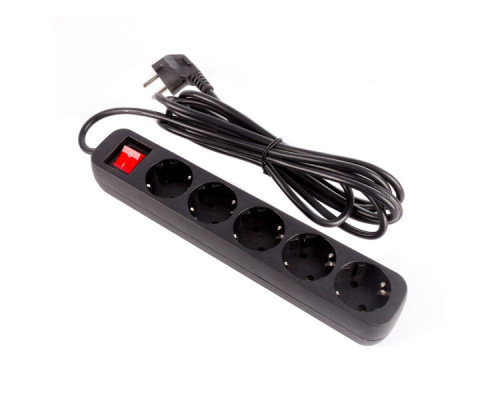 Мережевий фільтр живлення ColorWay CW-PSEA53BK, 5 розеток/ 3M black (CW-PSEA53BK)