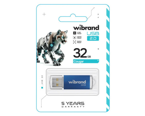 USB флеш накопичувач Wibrand 32GB Cougar Blue USB 2.0 (WI2.0/CU32P1U)