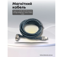 Дата кабель USB-C to USB-C 1.5m 5A 100W Quick Charge magnetic black BeCover (714555)