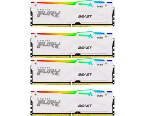 Модуль пам'яті для комп'ютера DDR5 128GB (4x32GB) 5600 MHz FURY Beast RGB White Kingston Fury (ex.HyperX) (KF556C40BWAK4-128)