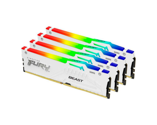 Модуль пам'яті для комп'ютера DDR5 128GB (4x32GB) 5600 MHz FURY Beast RGB White Kingston Fury (ex.HyperX) (KF556C40BWAK4-128)