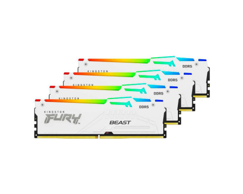 Модуль пам'яті для комп'ютера DDR5 128GB (4x32GB) 5600 MHz FURY Beast RGB White Kingston Fury (ex.HyperX) (KF556C40BWAK4-128)