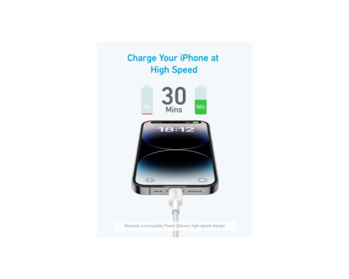 Дата кабель USB 2.0 AM to Lightning 0.9m White Anker (A81B5H21/A81B5G21)