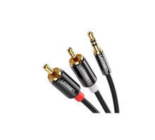 Кабель мультимедійний 3.5mm M to 2xRCA M 2.0m AV116 black Ugreen (10584)