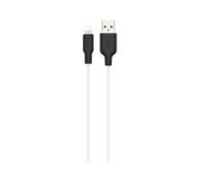 Дата кабель USB 2.0 AM to Lightning 1.0m 2.4A silicone X21 black+white HOCO (6931474711816)