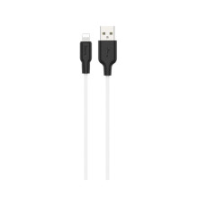Дата кабель USB 2.0 AM to Lightning 1.0m 2.4A silicone X21 black+white HOCO (6931474711816)