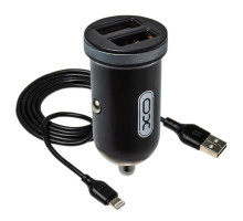 Зарядний пристрій XO 2xUSB 2.1A + cable USB to Lightning black (TZ08-L-BK)